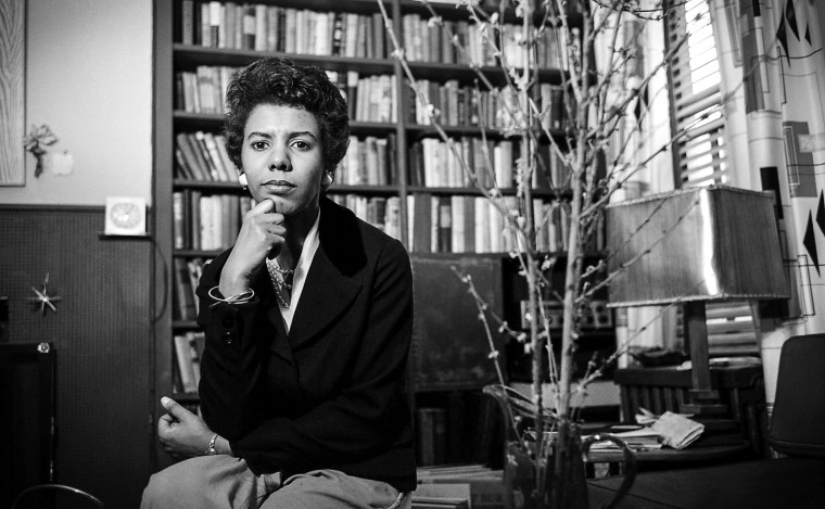 Writer and playwright Lorraine Hansberry in her apartment on Bleecker Street in April, 1959 in New York.