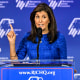 U.S. Republican presidential candidate Nikki Haley addresses the Republican Jewish Coalition (RJC) Annual Leadership Summit in Las Vegas on Oct. 28, 2023.