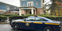 A New York State Police Department cruiser is parked in front of Cornell University's Center for Jewish Living on Oct 30, 2023.