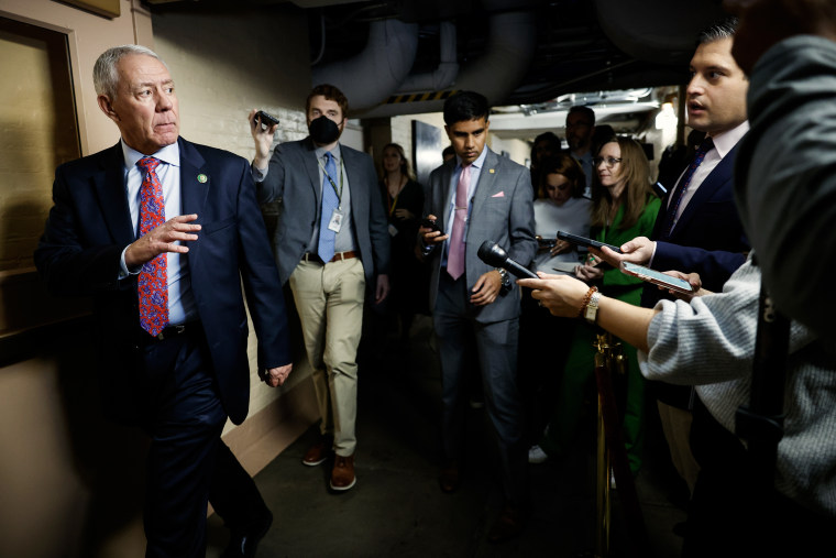 U.S. Rep. Ken Buck (R-CO) arrives to a closed-door House Republican meeting at the U.S. Capitol  in Washington, DC. on Oct. 20, 2023.