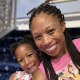 Allyson Felix and with 4-year-old daughter, Camryn.
