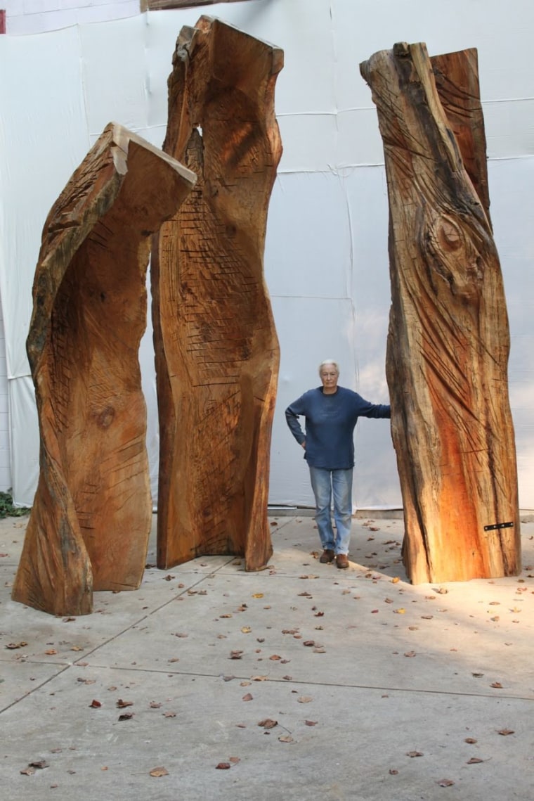 Emilie Brzezinski with her sculpture "Lament."